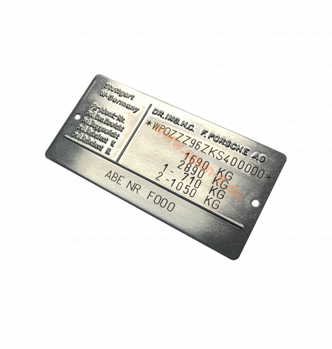 Typenschild - Neun-Elf, 930, 928, 964 individuell, Alu silbern - 1981 bis 1991