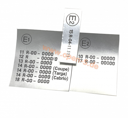 SET - ECE Reglement - E-Norm - Aluminiumfolie - ab 1983