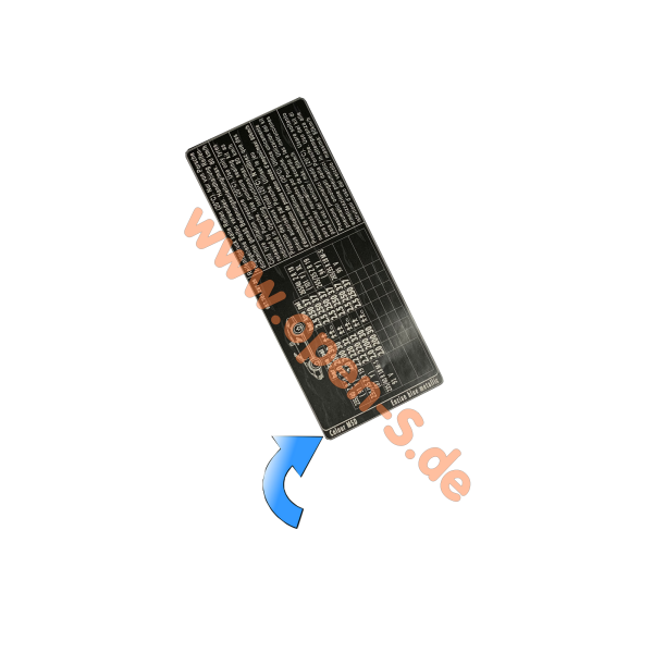 Schild Lackcode / Reifendruck - schwarz - 987, 997 - ALLE FARBEN