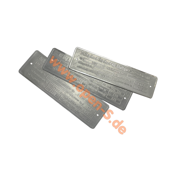 Type plate for nineelven, 912 built 65-73 - individually engraved