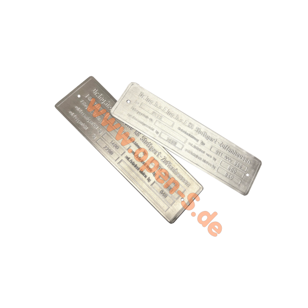 Plaque didentification pour Neun-Elf, 912 année 65-73 - gravée individuellement