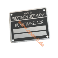 Schild Lacknummer - Aluminium - 1964 bis 1981 -...