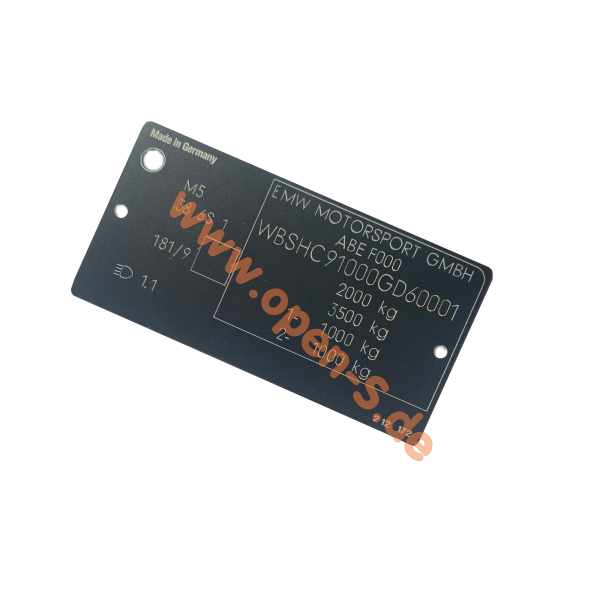 BMW (M5) - Plaque didentification USA personnalisée - Aluminium