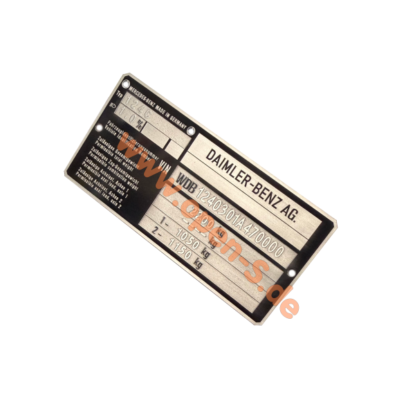 MB w124 Typenschild individuell - Aluminium