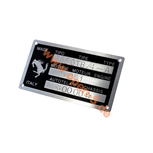 Ferrari Typenschild "frühe Jahre" - Aluminium - individualisiert
