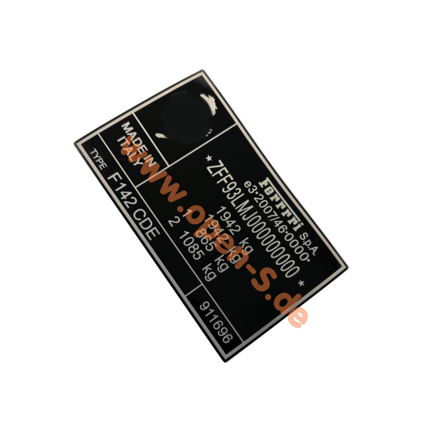 Ferrari Typenschild individuell - Sicherheitsfolie schwarz