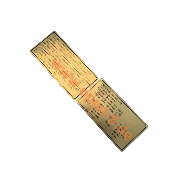 SET Pression des pneus + niveau d´huile moteur - 964 RS, 965 Turbo, 964 TLU - Feuille métallique or