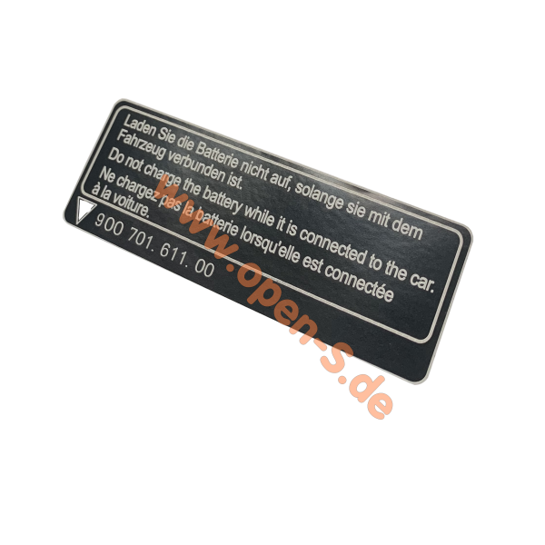 Klebeschild Batterie-Ladung - Drei Sprachen